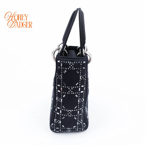 Dior Lady Dior Small Navy Satin Crystal Grade A