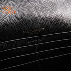 Saint Laurent Cassandre Envelope Chain Wallet Grain de Poudre Leather Black Gold Hardware Rank A