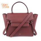 Celine Micro Belt Bag Grained Calfskin Burgundy Gold Hardware Rank A