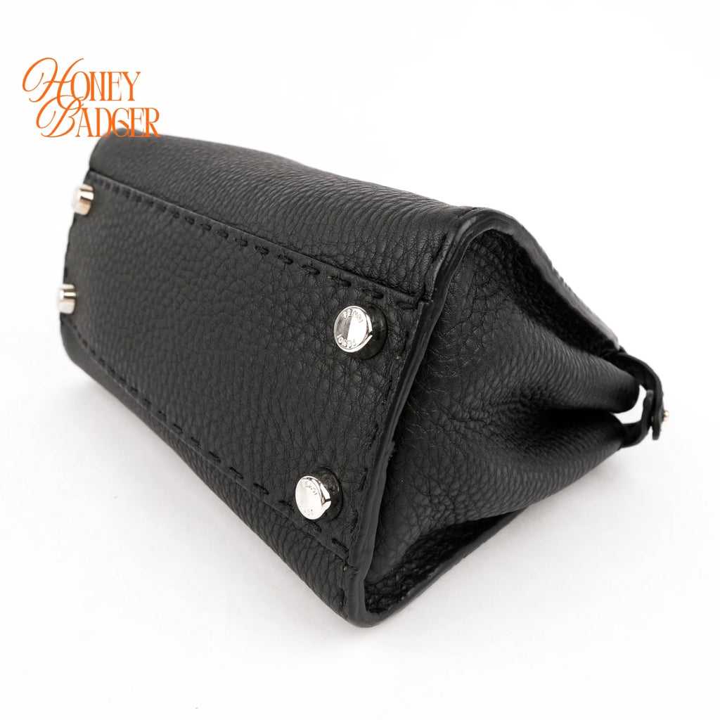 Fendi Peekaboo Mini Selleria Grained Leather Black Rank A