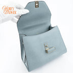 Valextra Iside Mini Grained Calfskin Blue Grey Light Gold Hardware Rank A