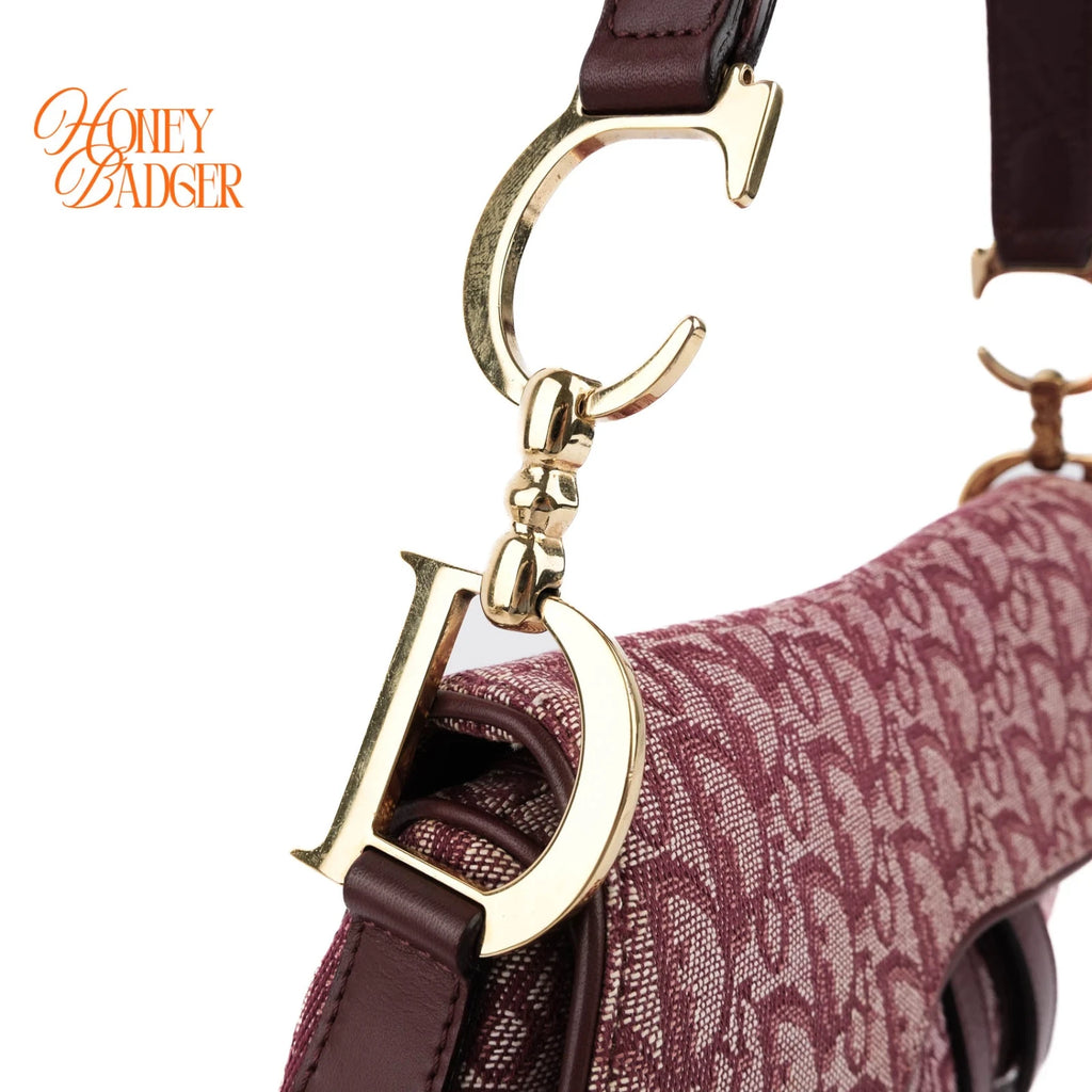 Dior Saddle Medium Oblique Jacquard Burgundy Rank A