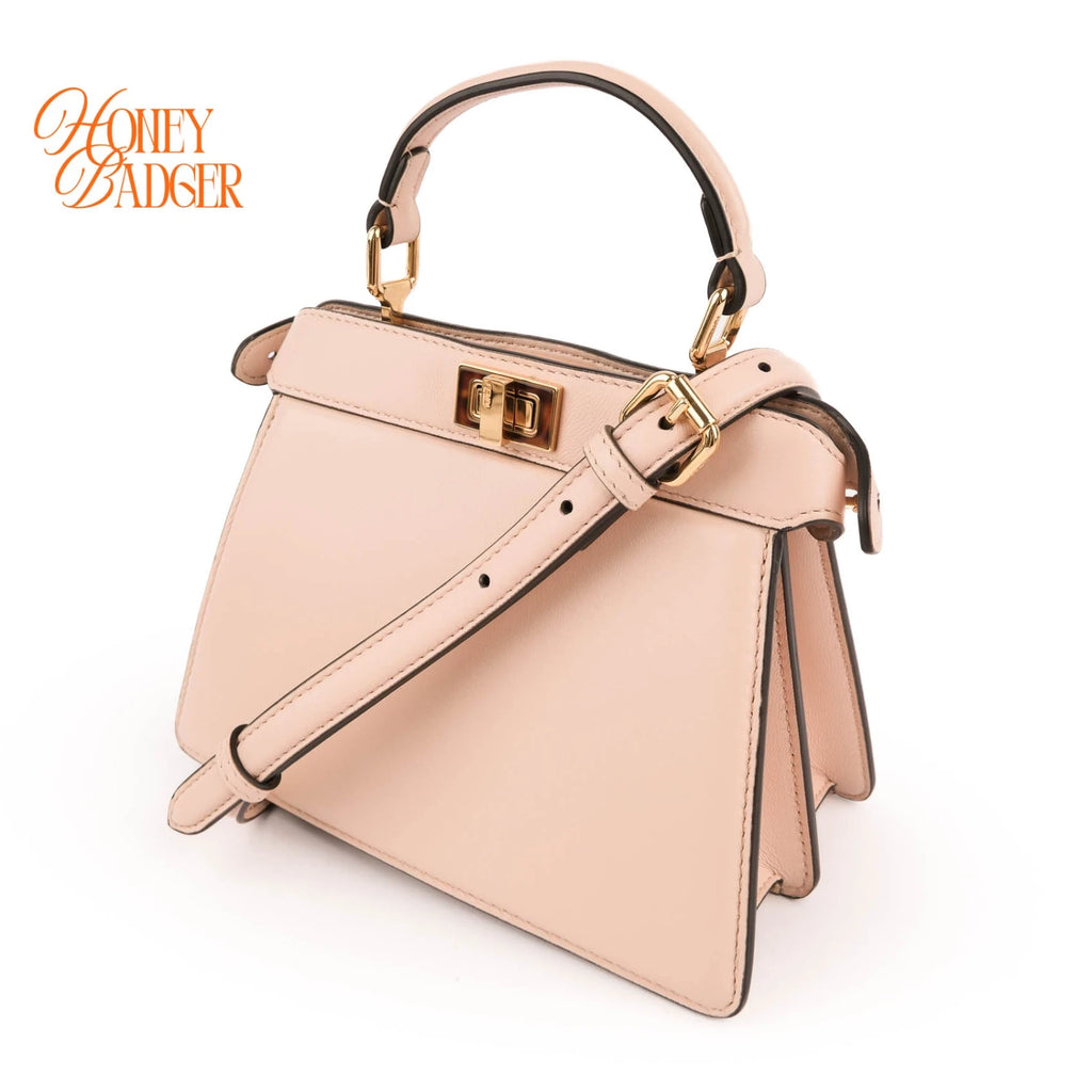 Fendi Peekaboo ISeeU Petite Handbag Pink Leather 2WAY Bag 8BN335