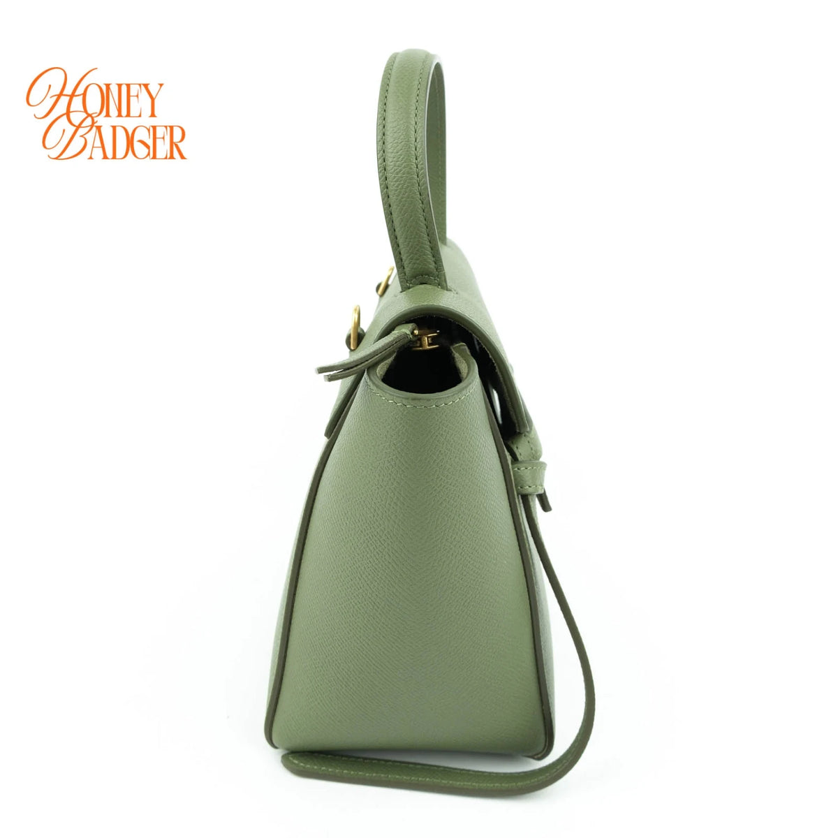 Celine Belt Bag Nano Grained Calfskin Sage Green Gold Hardware Rank A