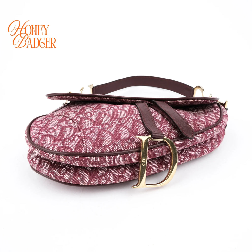 Dior Saddle Bag Trotter Jacquard Canvas Red/Bordeaux Rank AB
