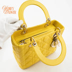 Dior Lady Dior Medium Lambskin Yellow Rank A