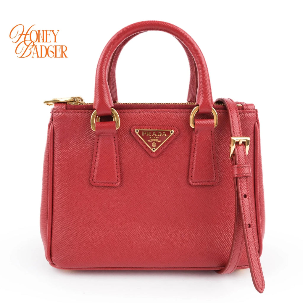 Prada Galleria Mini Red Saffiano Leather Grade A