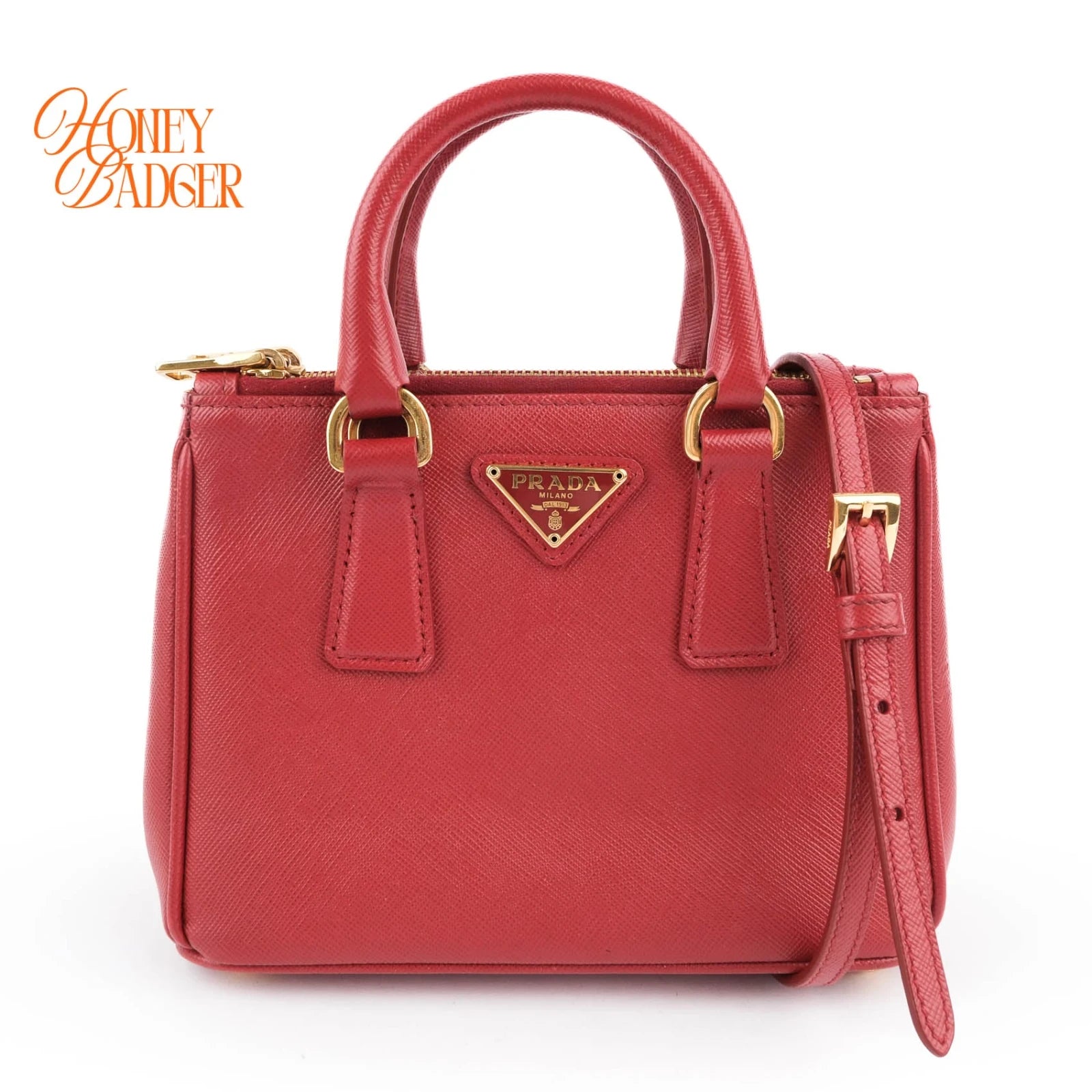 Prada Galleria Mini Red Saffiano Leather Grade A