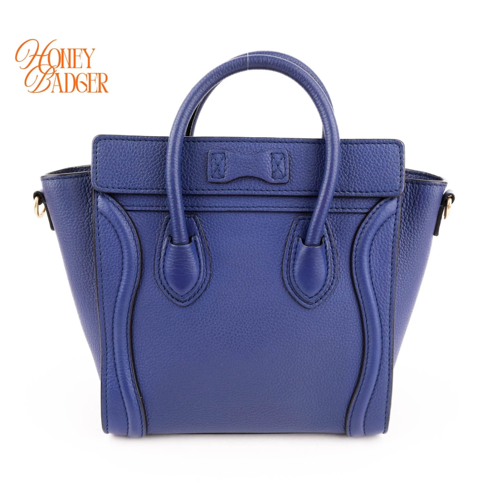Celine Luggage Nano Drummed Calfskin Blue Rank A