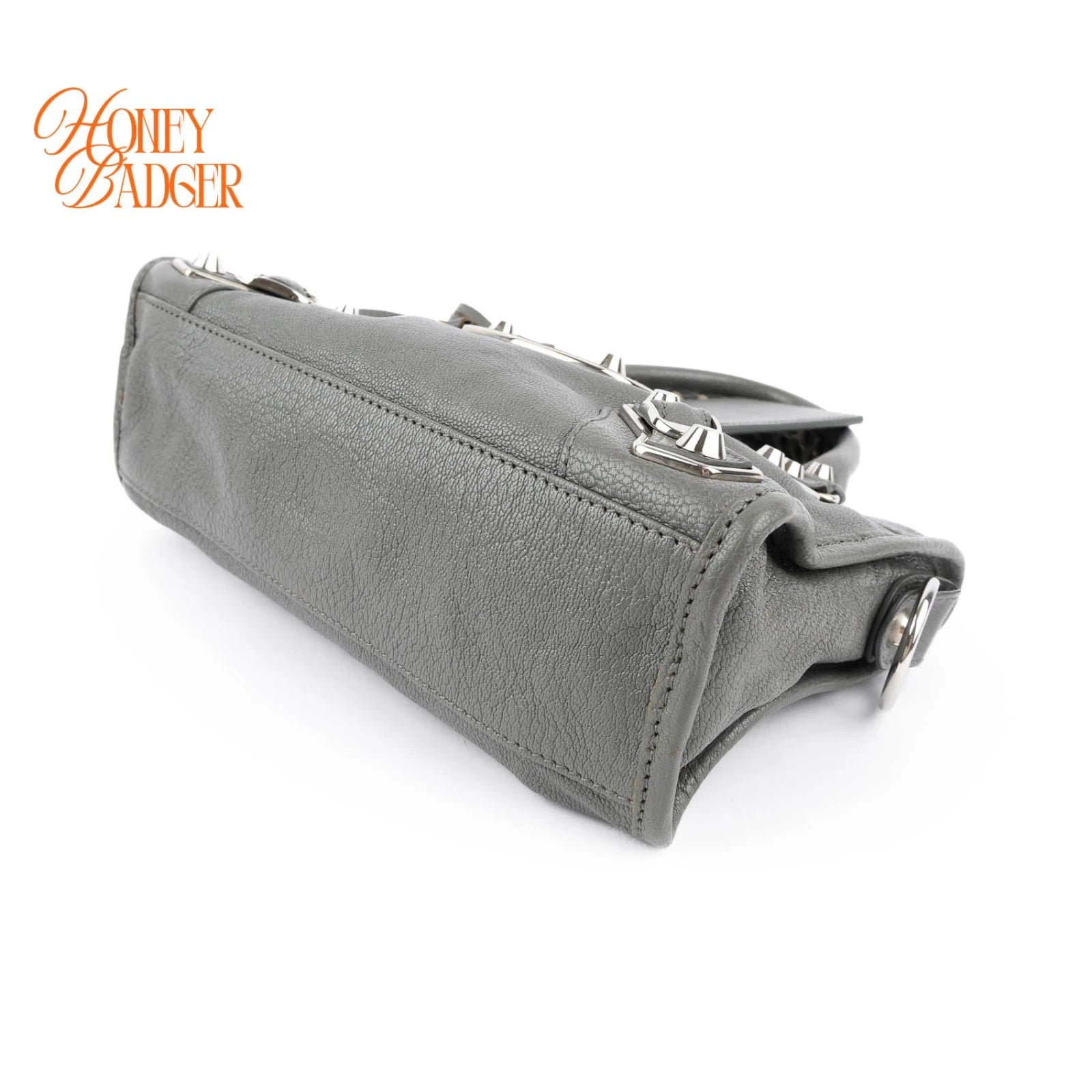 Balenciaga Classic Mini City Grey Leather 2WAY Shoulder Bag Mirror Included 390160