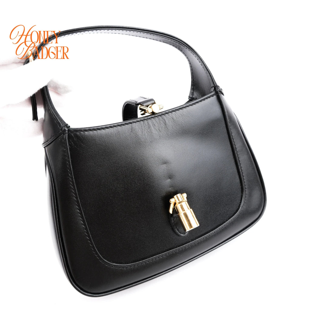 Gucci Jackie 1961 Mini Shoulder Bag Smooth Calfskin Black Gold Hardware Rank S