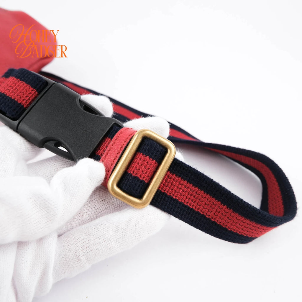 Gucci Print Belt Bag Red Leather Grade A