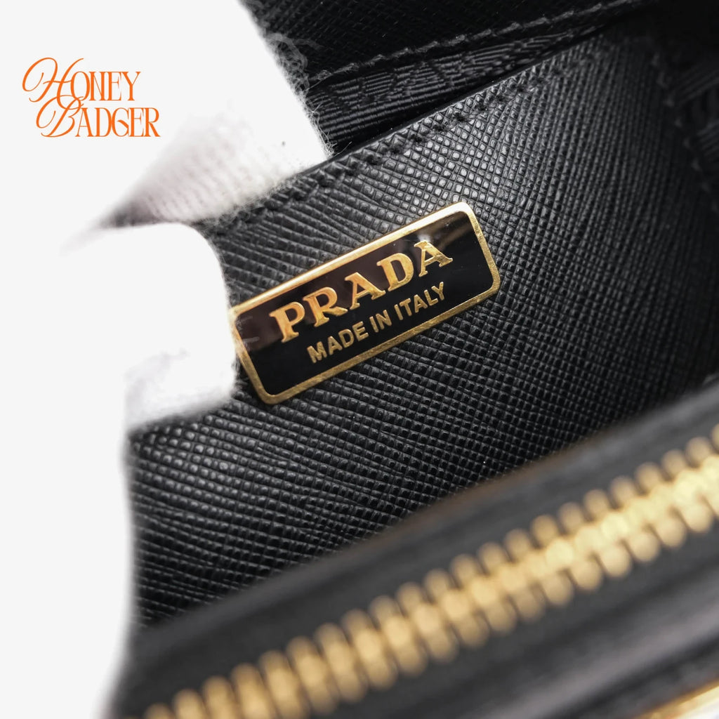 Prada Galleria Mini Saffiano Leather 2WAY Bag Black Nero