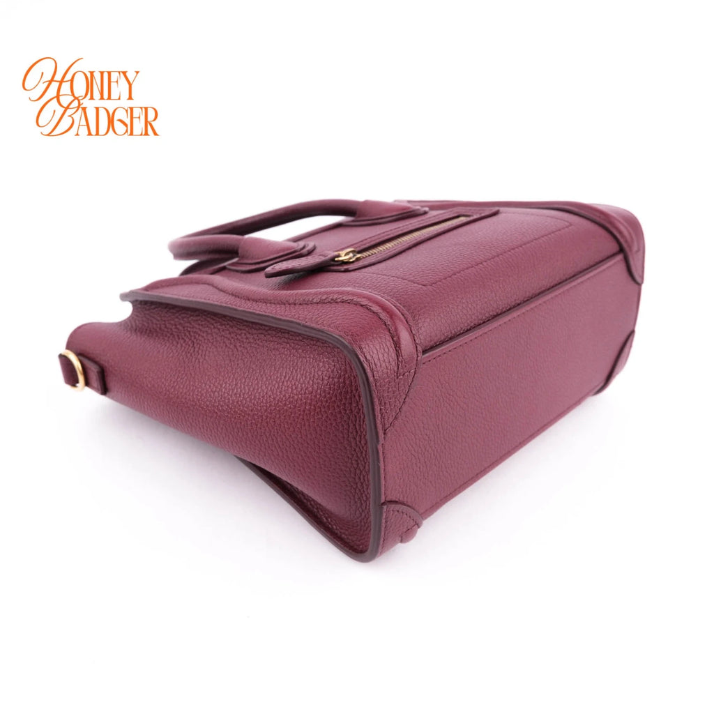 Celine Luggage Nano Red Leather Rank A