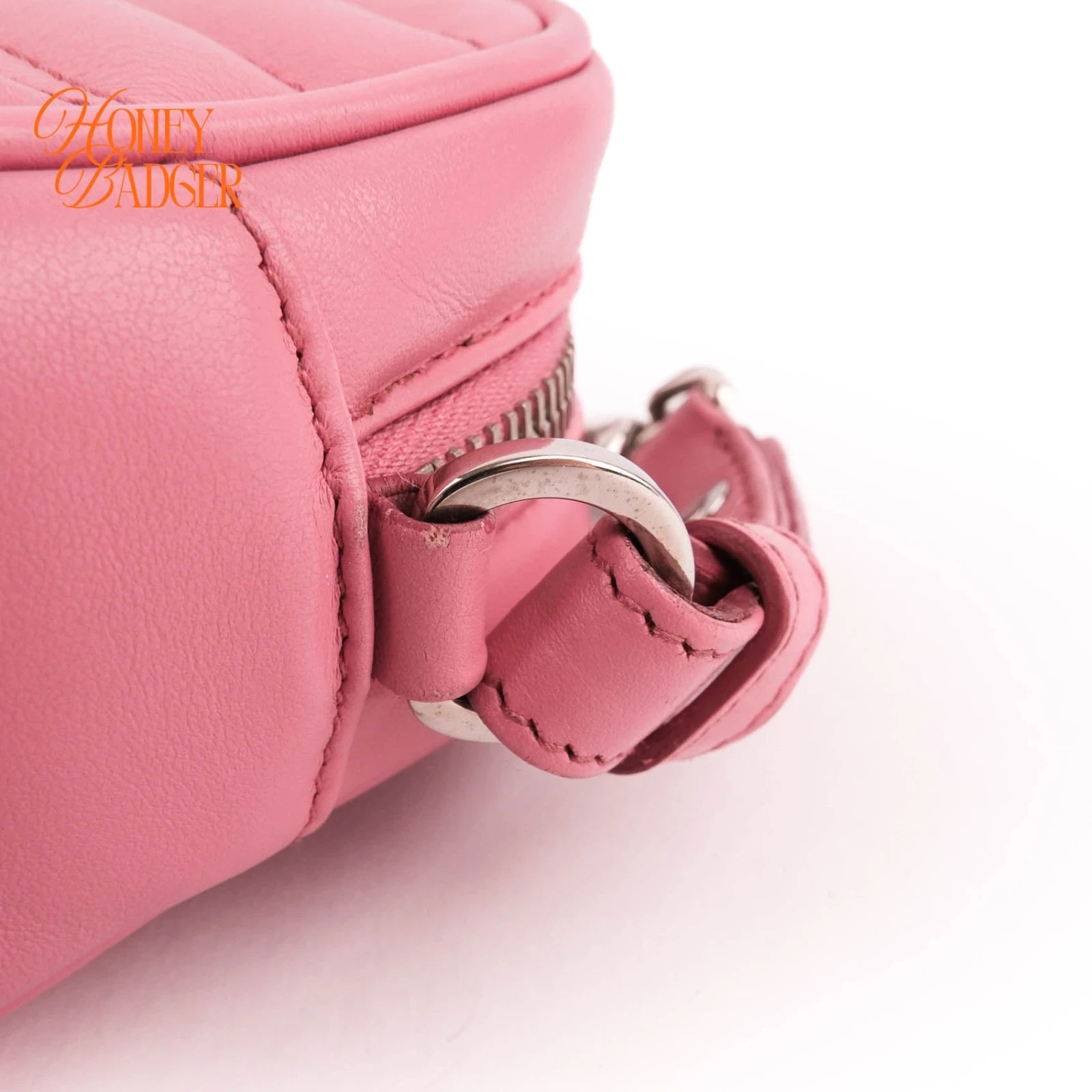 Prada Diagramme Camera Bag Pink Leather Grade A
