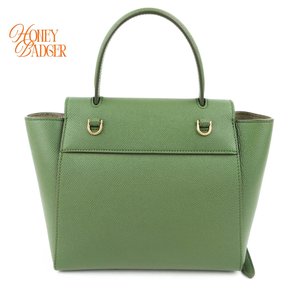 Celine Nano Belt Bag Grained Calfskin Green Gold Hardware Rank A