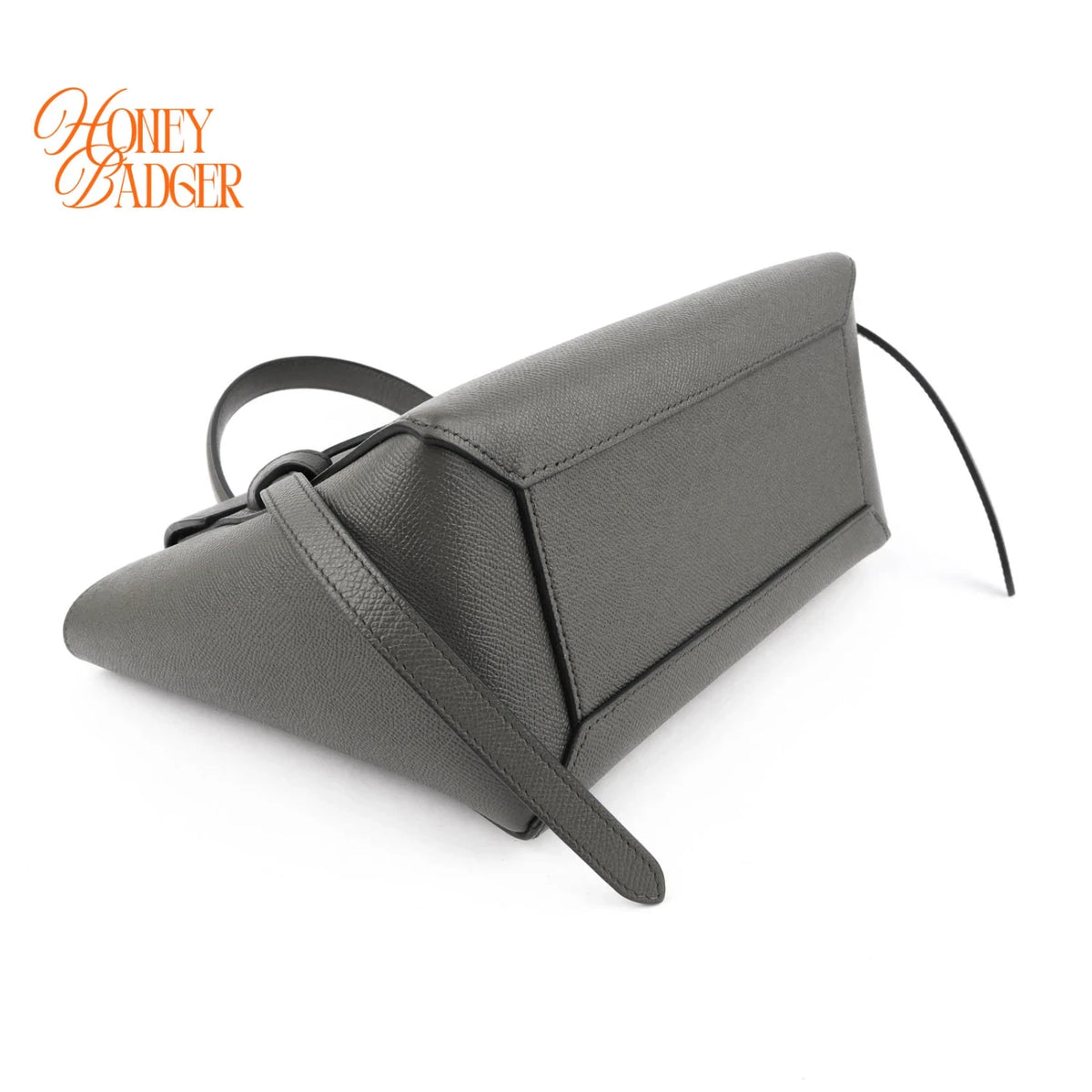 Celine Belt Bag Micro Grained Calfskin Grey Gold Hardware Rank A