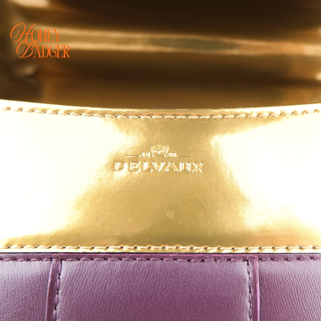 Delvaux Brillant Mini Purple Box Calf Leather 2-Way Bag Rank A