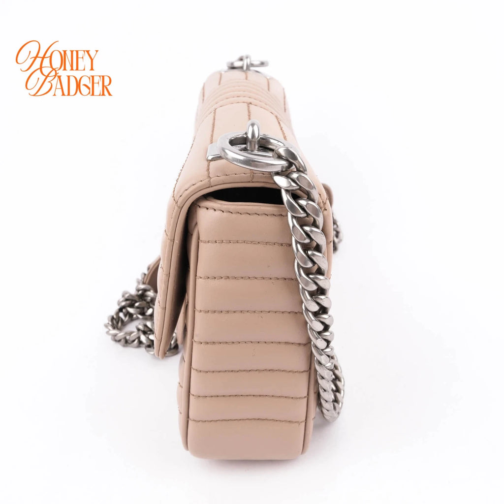 Prada Diagram Leather Shoulder Bag Pink Beige Silver Hardware Rank A