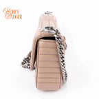 Prada Diagram Leather Shoulder Bag Pink Beige Silver Hardware Rank A