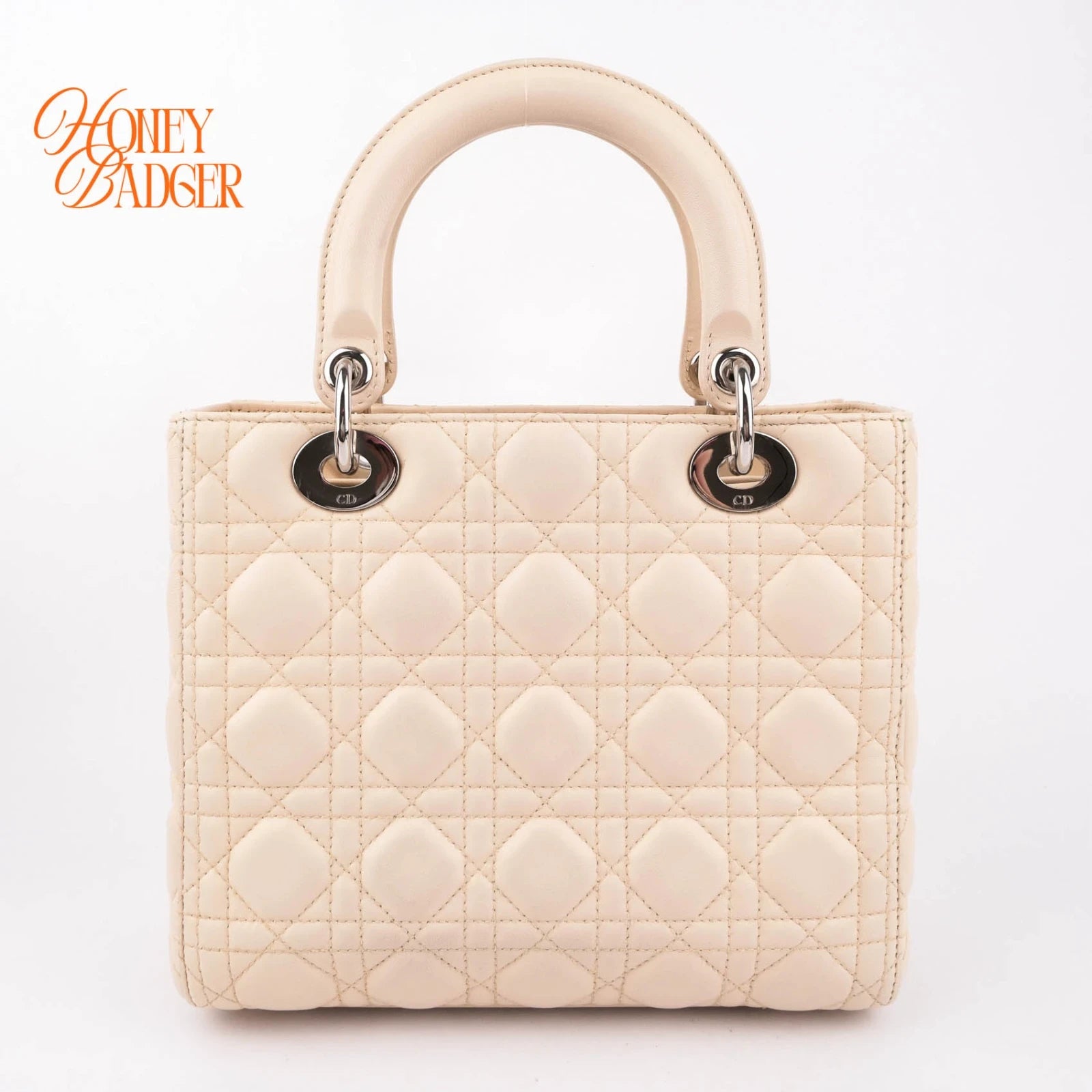 Dior Lady Dior Medium Lambskin White Rank A