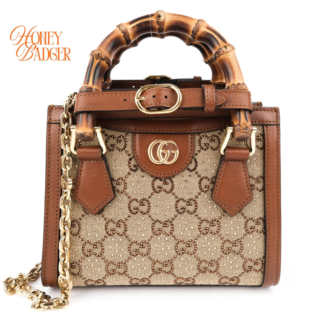 Gucci Diana Mini GG Crystal Canvas/Brown Leather Rank A