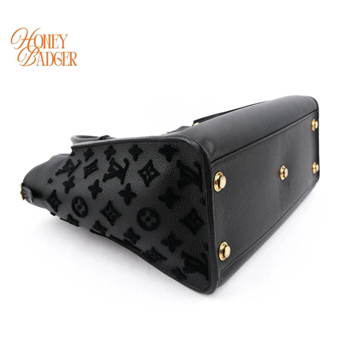Louis Vuitton On My Side MM Calfskin Black Monogram Tufting Gold Hardware Rank AB