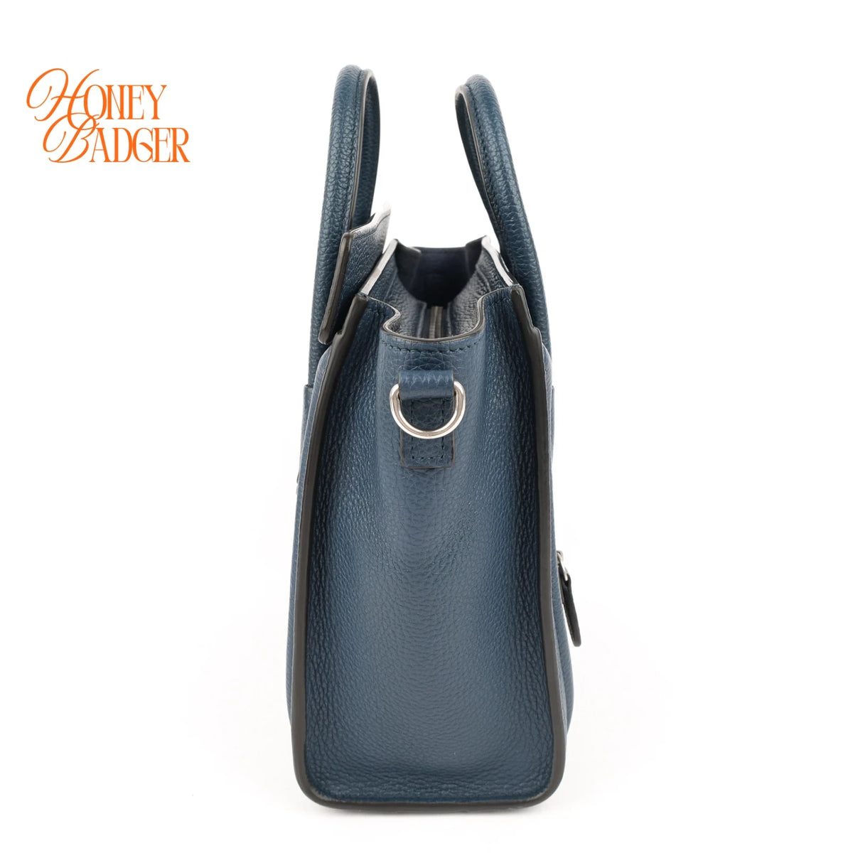 Celine Luggage Nano Grained Leather Navy Blue Rank A