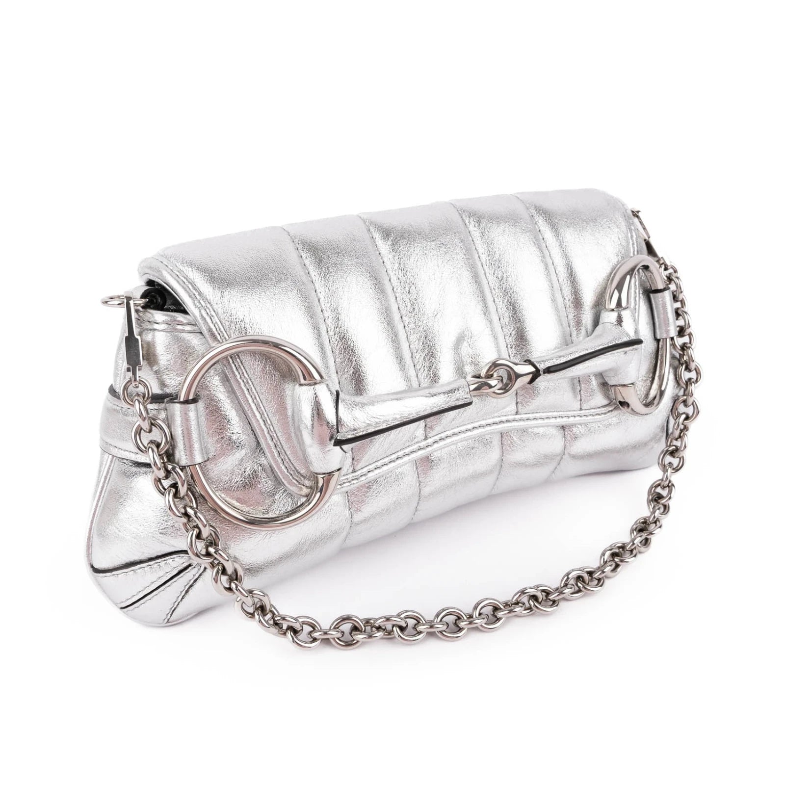 Gucci Horsebit 1955 Small Leather Silver Rank S