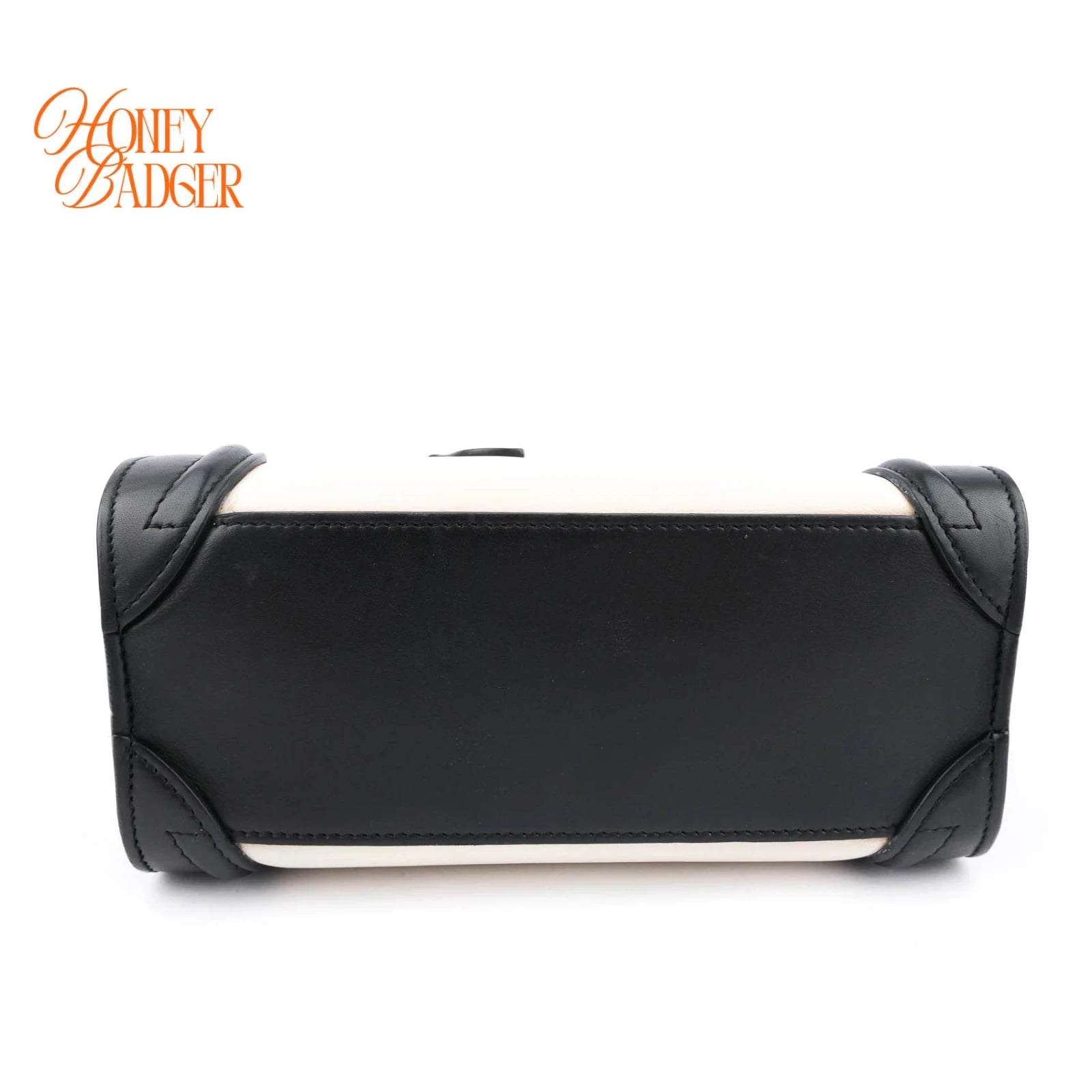 Celine Luggage Nano Leather Tricolor Black White Brown Rank A