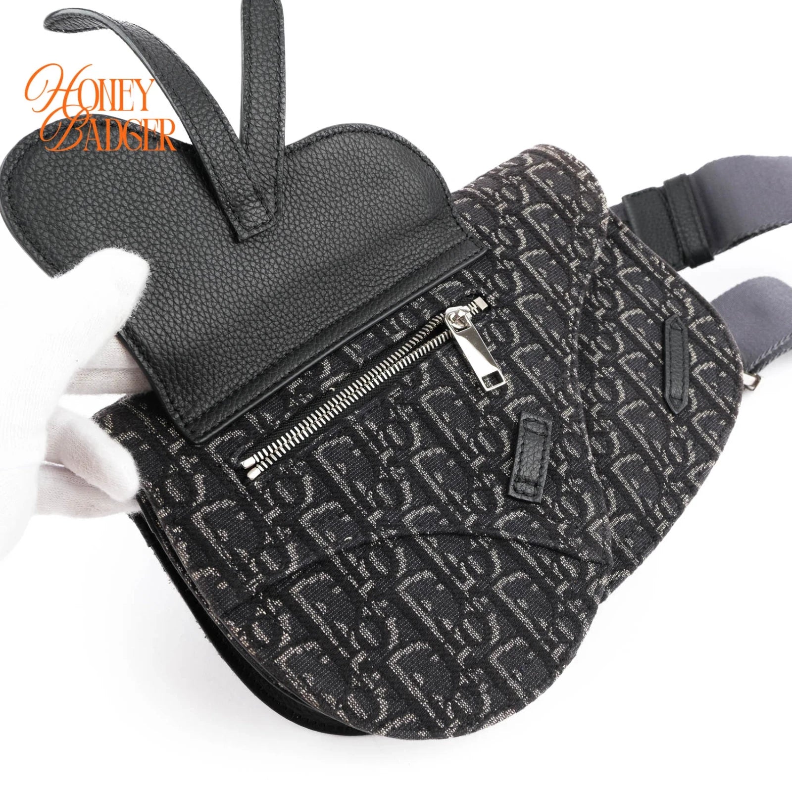 Dior Saddle Slim Pouch Oblique Jacquard Black Navy White 2WAY Bag
