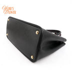 Prada Double Bag Large Saffiano Leather Black/Red Rank AB