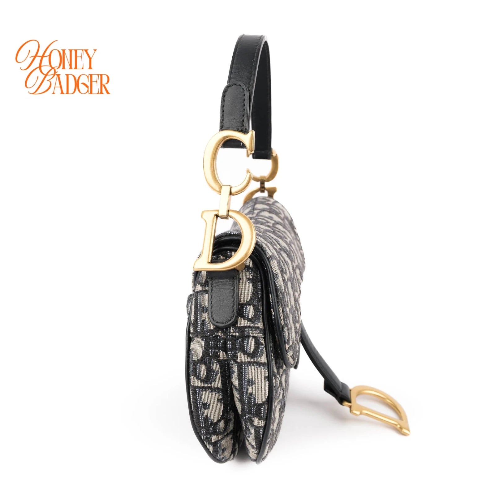 Dior Saddle Small Oblique Jacquard Blue Gold Hardware Rank A