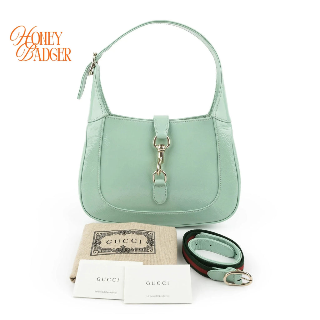 Gucci Jackie 1961 Medium Patent Leather Mint Green Rank A