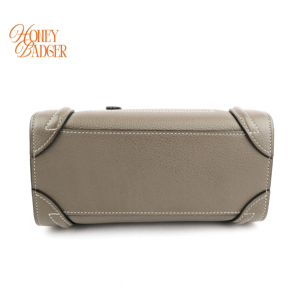 Celine Luggage Nano Grained Calfskin Taupe Rank A