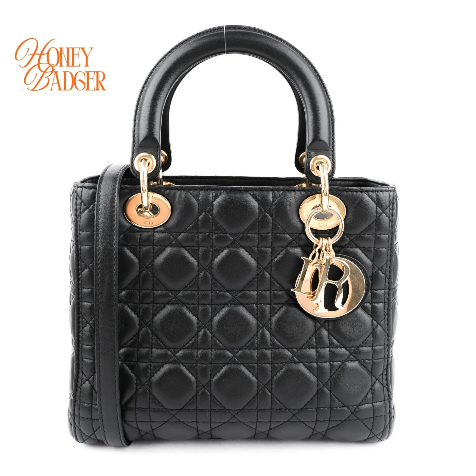 Dior Lady Dior Medium Lambskin Black Rank A