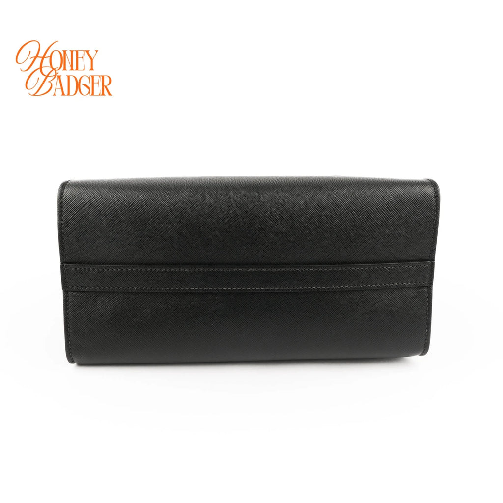 Prada Saffiano Logo Tote Black Leather 2WAY Shoulder Bag