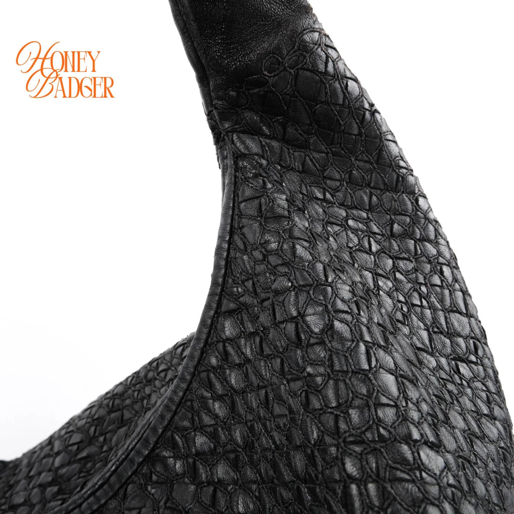 Bottega Veneta Maxi Veneta Hobo Intrecciato Nappa Leather Black Rank AB