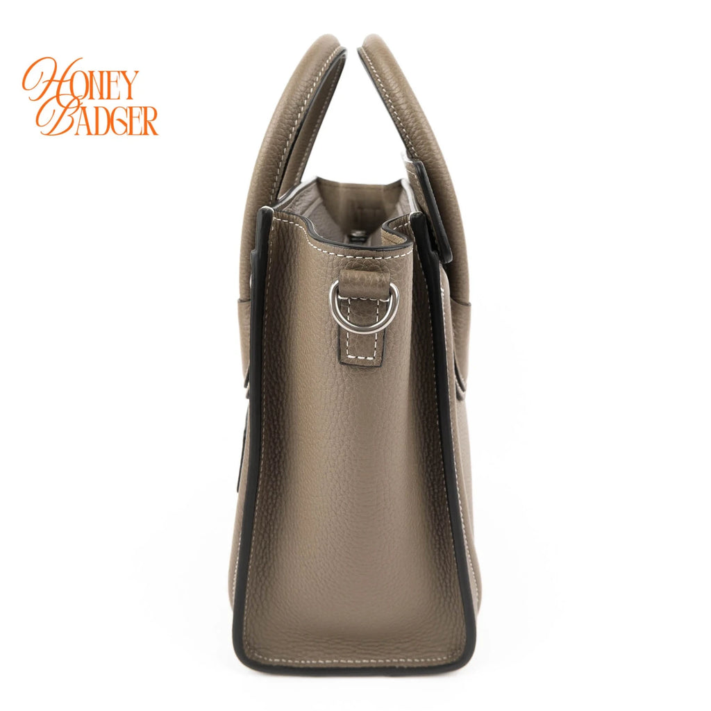 Celine Luggage Nano Drummed Calfskin Souris Rank A