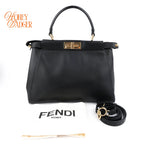 Fendi Peekaboo Regular Smooth Calfskin Black Gold Hardware Rank A