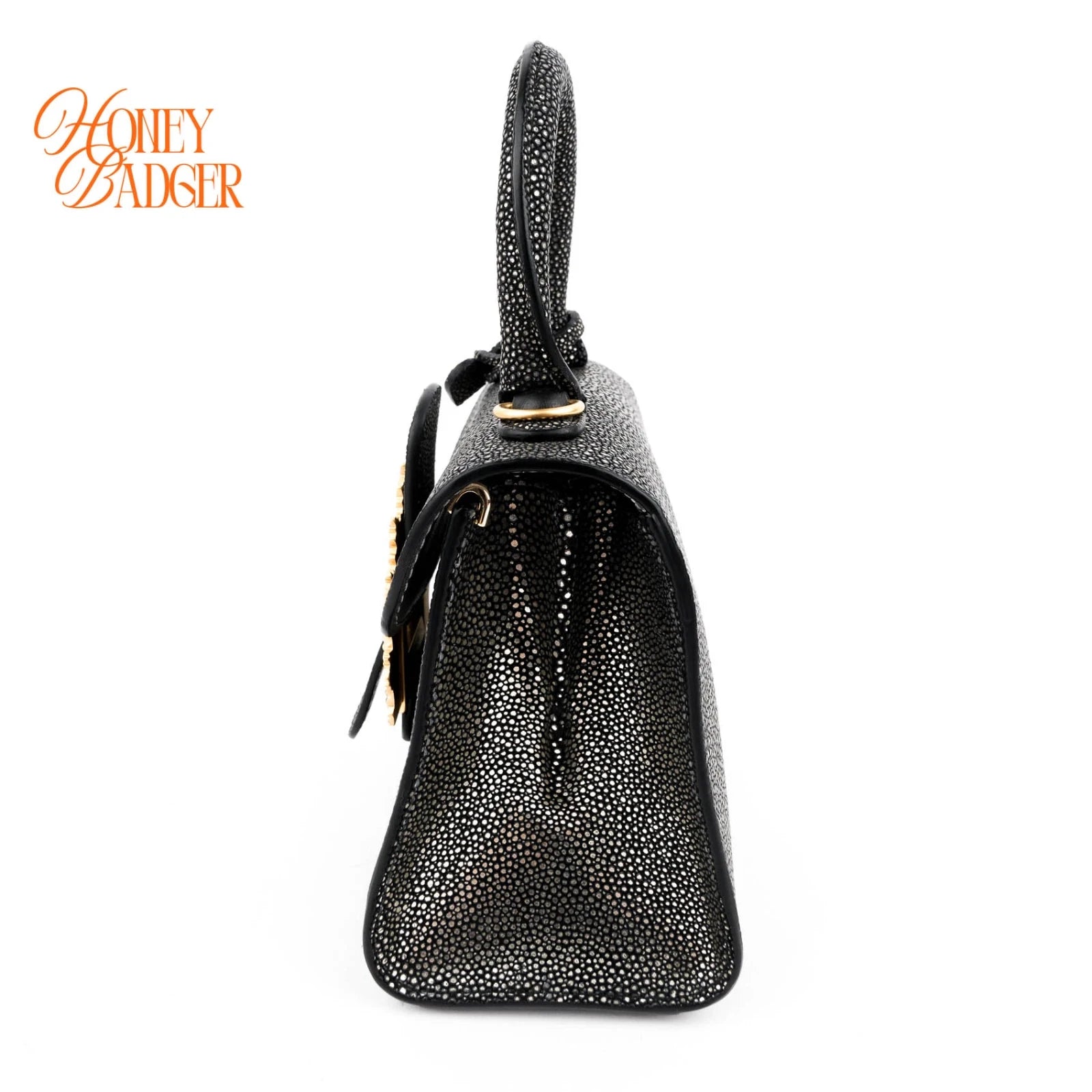 Delvaux Brillant Micro Golden Glory Stingray Leather Black Antique Gold Hardware Rank A