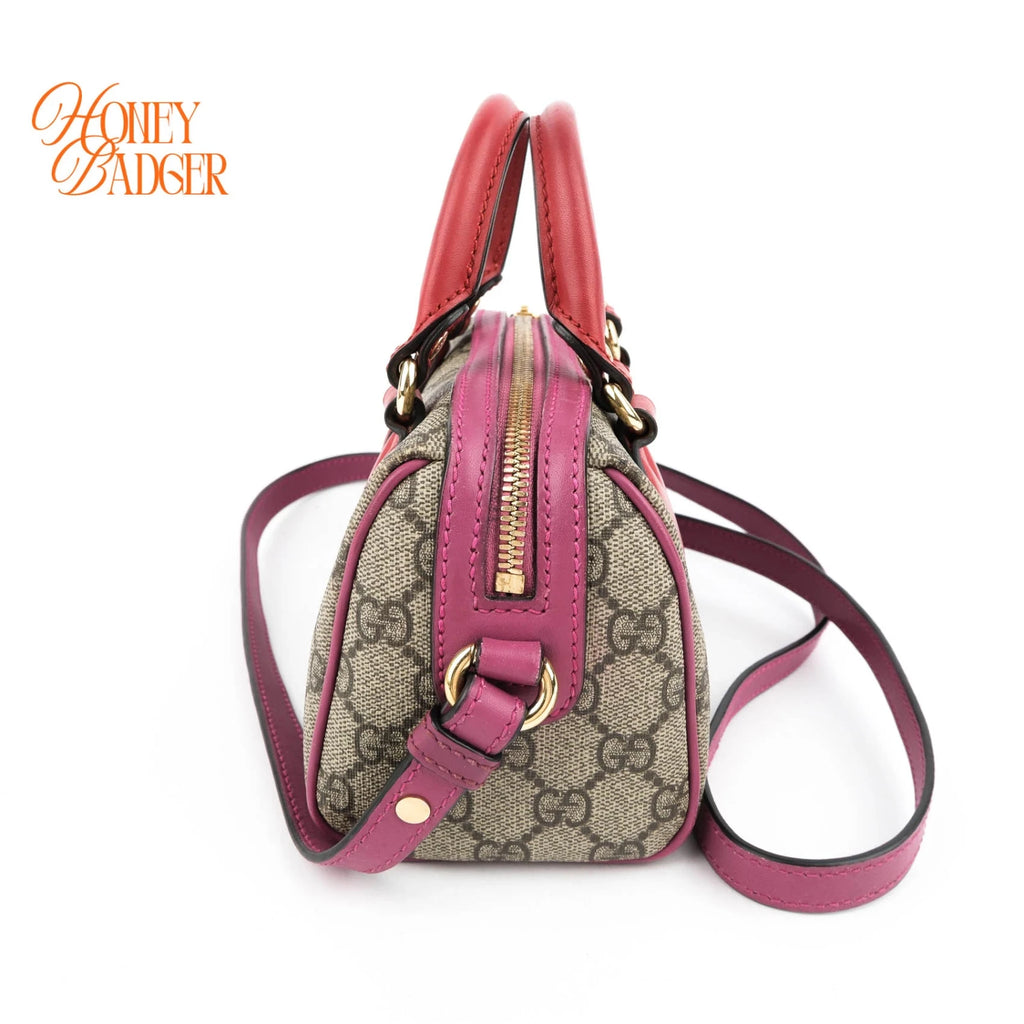 Gucci GG Supreme Mini 2Way Shoulder Bag Beige Red Gold Hardware Rank AB