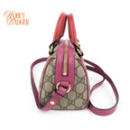 Gucci GG Supreme Mini 2Way Shoulder Bag Beige Red Gold Hardware Rank AB