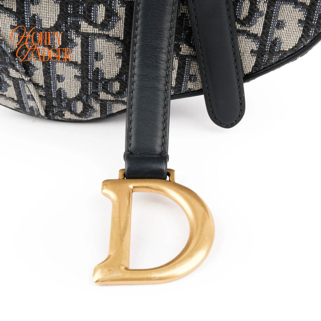 Dior Saddle Small Oblique Jacquard Blue Gold Hardware Rank A