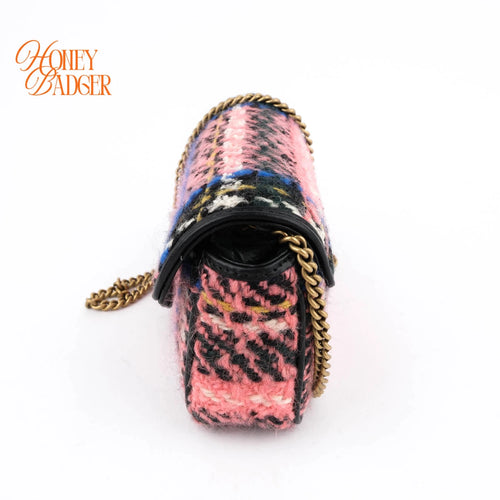 Gucci GG Marmont Mini Tweed Multicolor Chain Bag G3461 Rank A