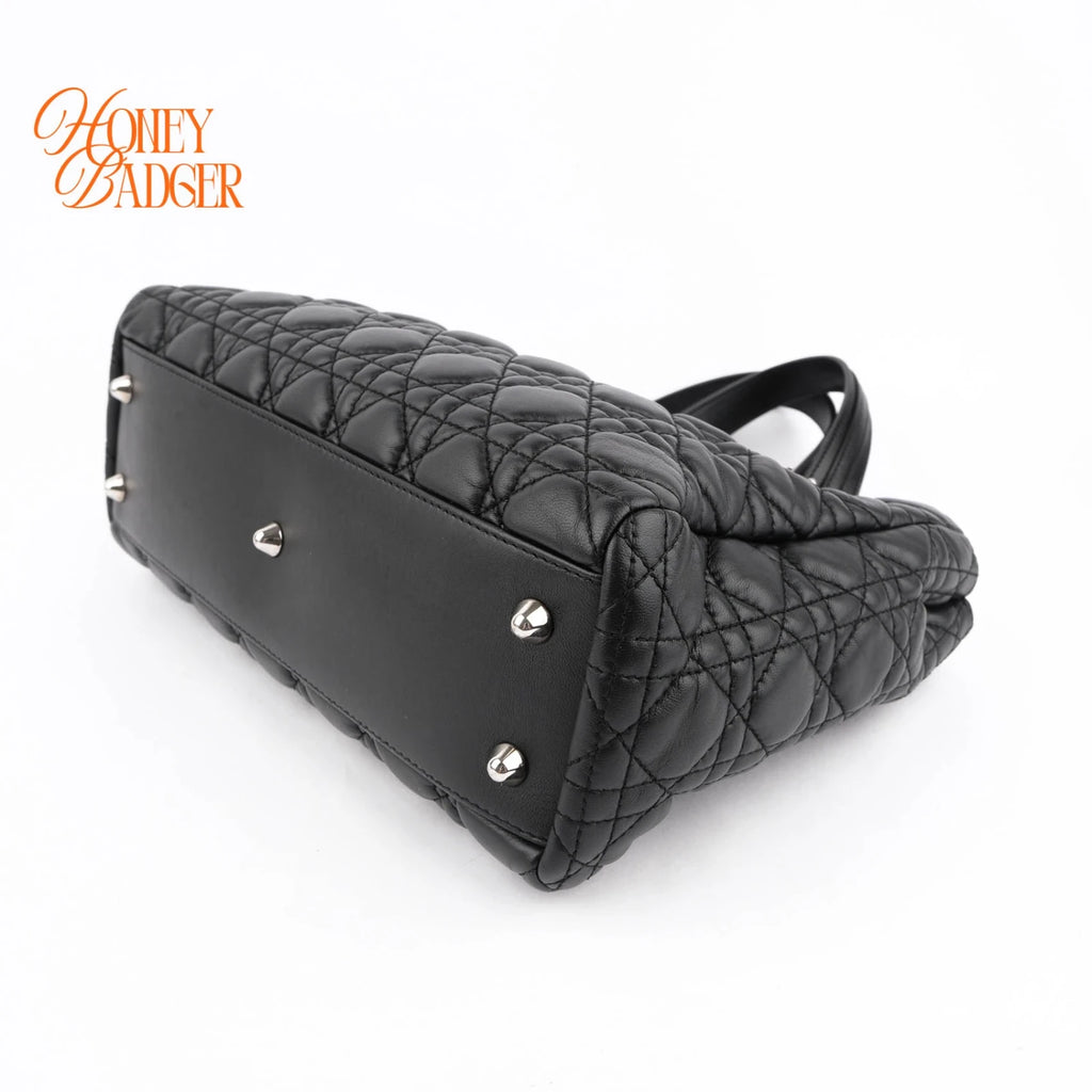 Dior Lady Dior Soft Shopping Large Lambskin Black Rank A