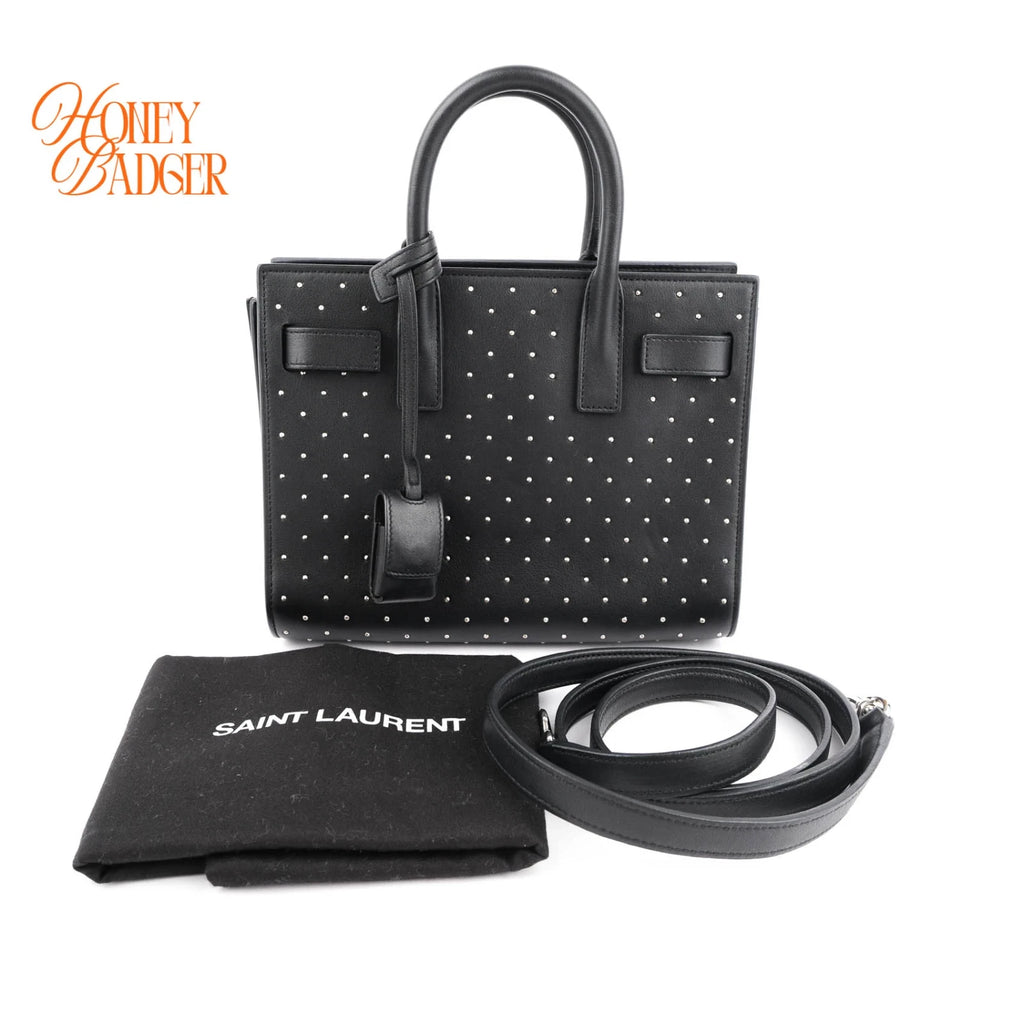 Saint Laurent Sac de Jour Nano Studs Black 2Way Handbag T3474 Rank A
