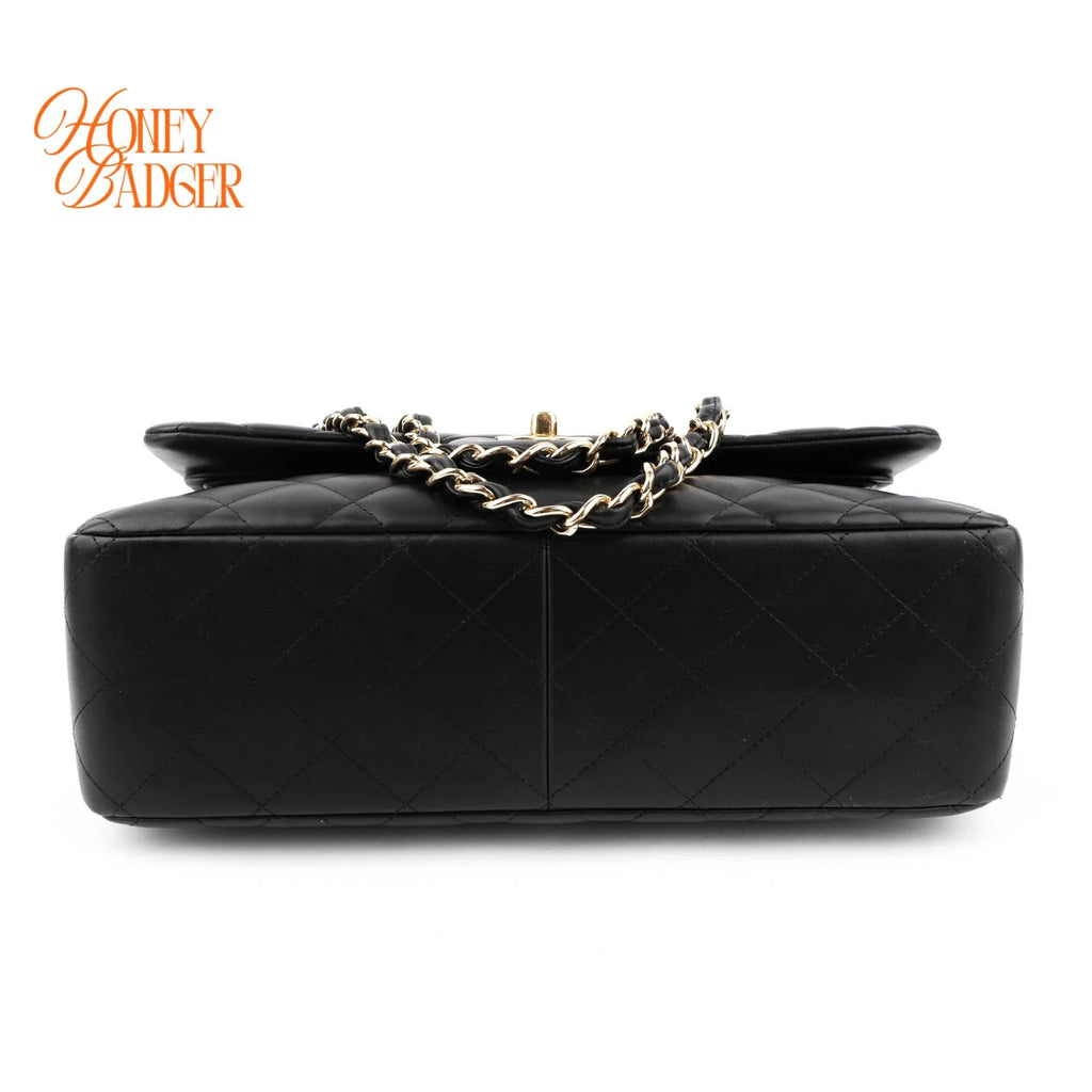 Chanel Classic Flap Jumbo Leather Black Gold Hardware Rank A