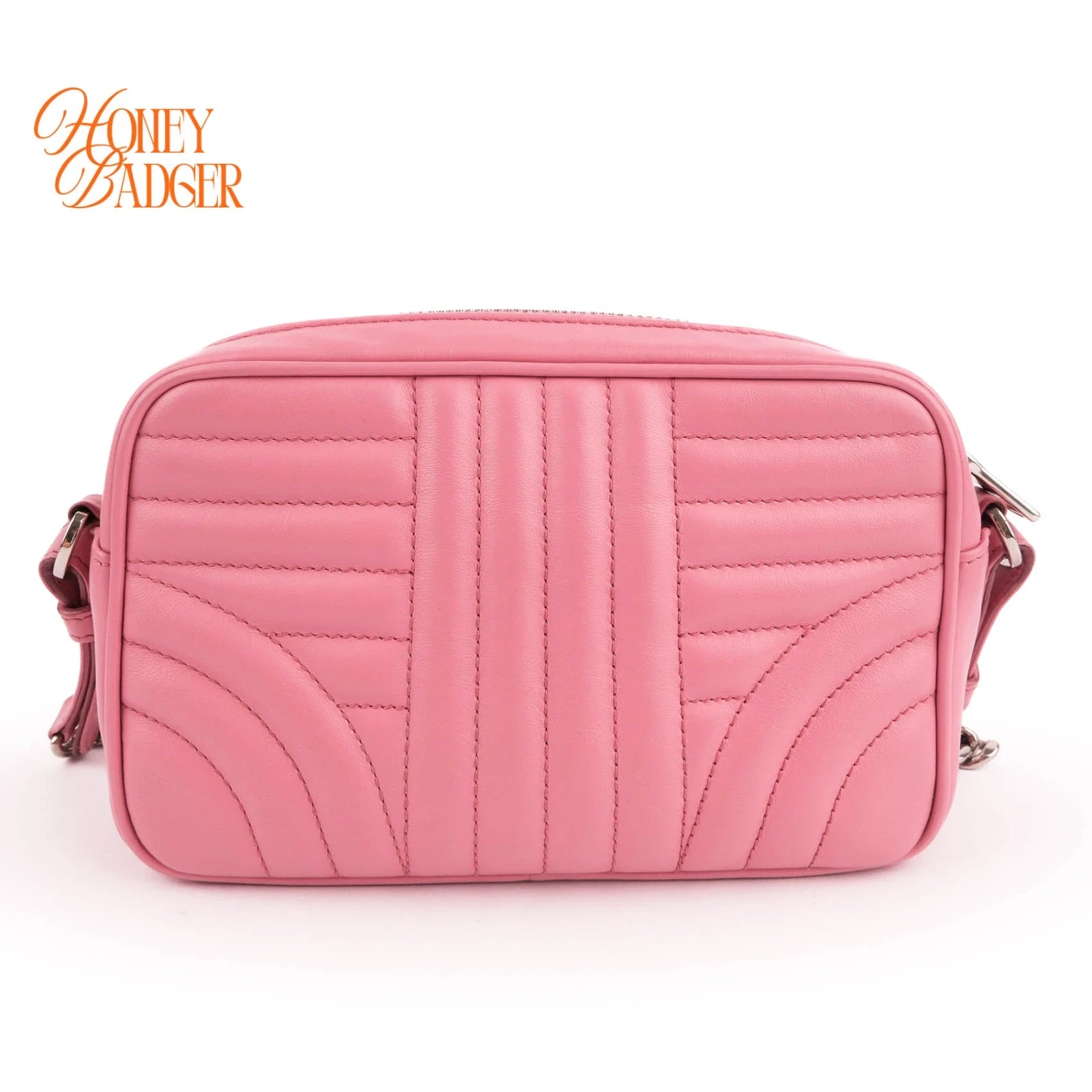 Prada Diagramme Camera Bag Pink Leather Grade A