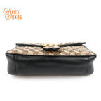 Gucci GG Marmont Small Shoulder Bag Original GG Canvas Beige/Ebony Black Leather Gold Hardware Rank A